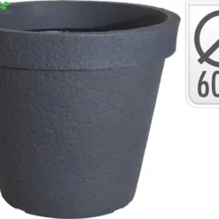 BLOEMPOT ROND STONELOOK ANTRACIET