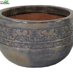 Pot Egg Laag Glazuur D43h31 Blauw