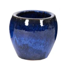 Pot Glazuur Buik D38h32cm Blauw